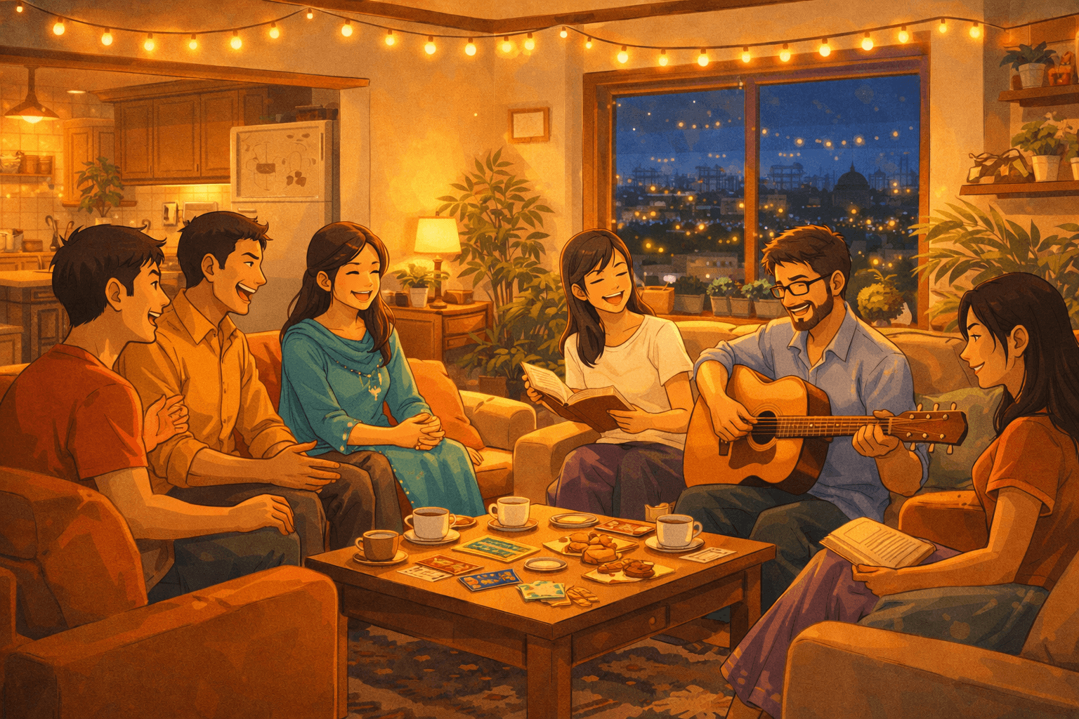 Friends gathering in PG common area