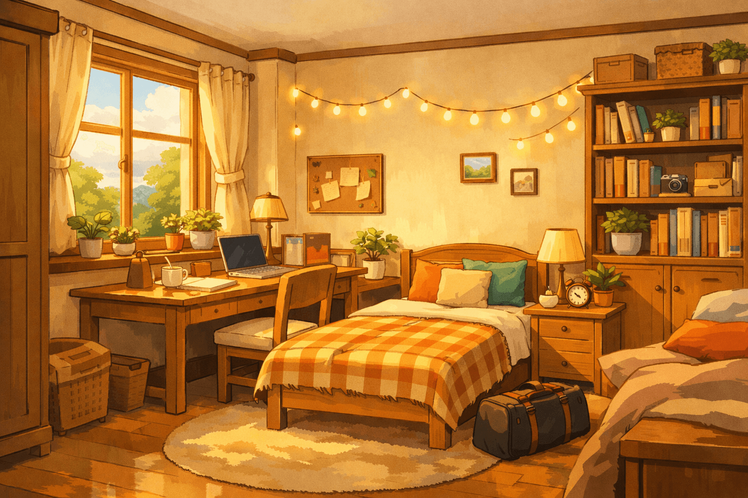 Cozy PG room with warm lighting